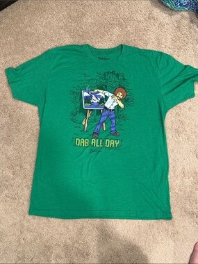 Green Bob Ross 'Dab All Day' Graphic Tee